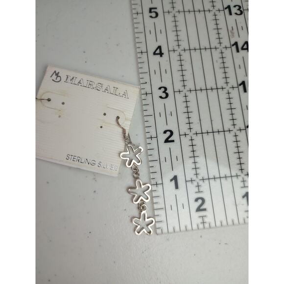 Marsala Sterling Silver .925 Dangle Earrings Flower - Picture 6 of 6